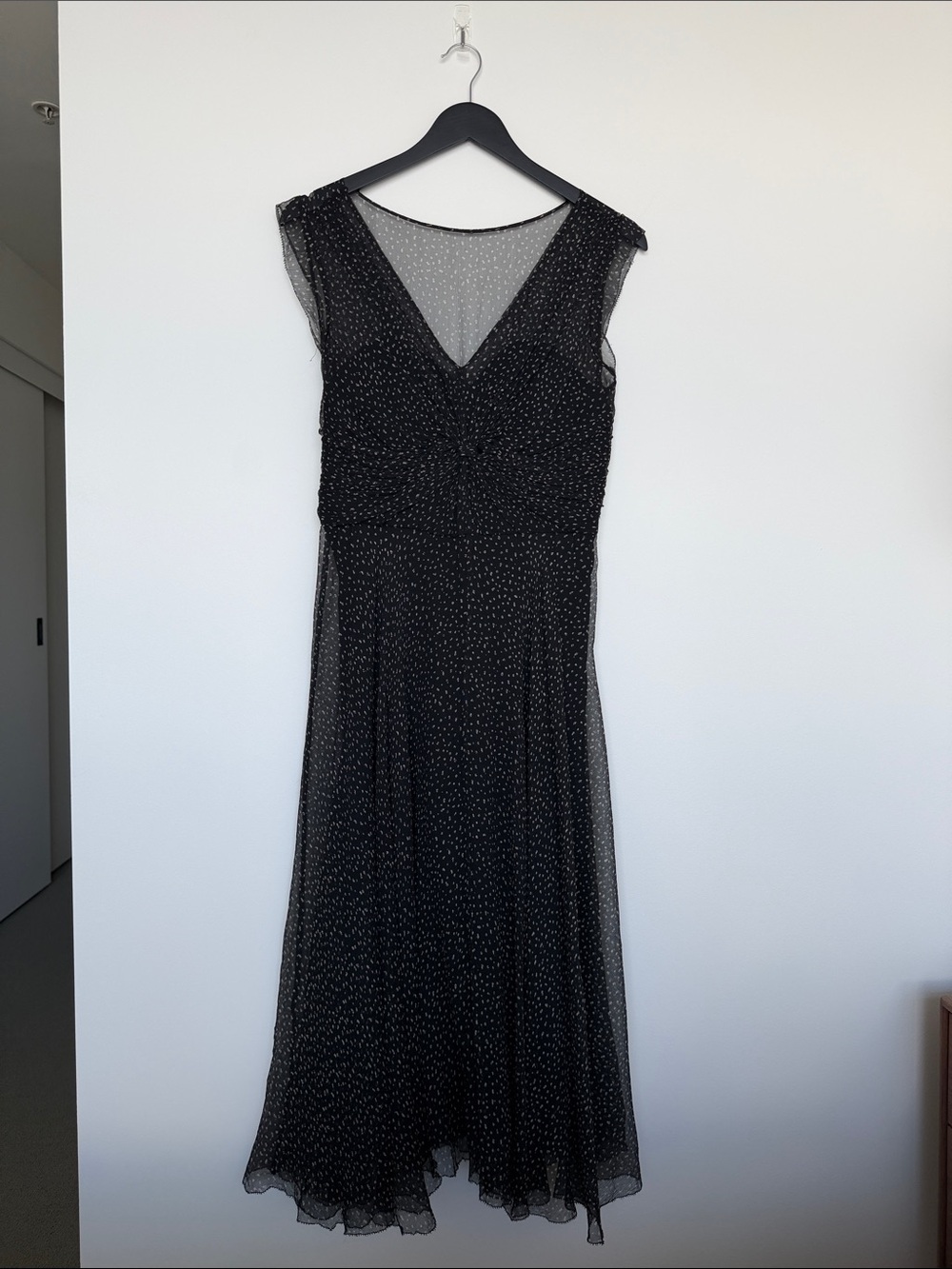 3.1 Phillip Lim Black Sheer Polka Dot V-Neck Maxi Dress